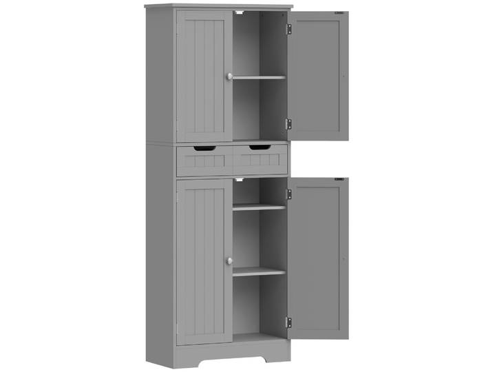 Armoire salle de bain colonne rangement tiroir bois gris
