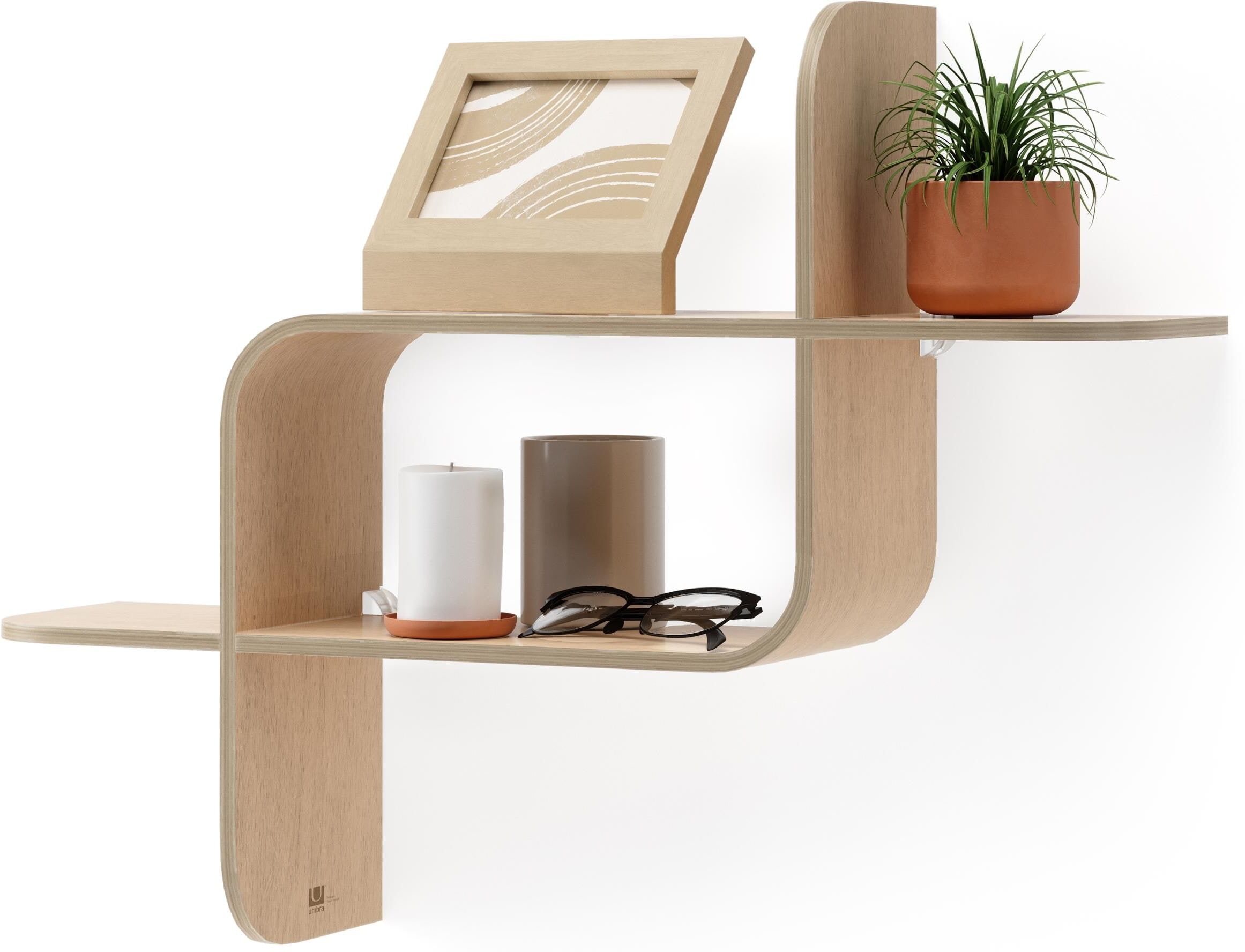 Wandregal UMBRA "Montage, Natur", braun, B:62cm T:15cm, Regale, Wandregal braun B/H/T: 62cm x 15cm