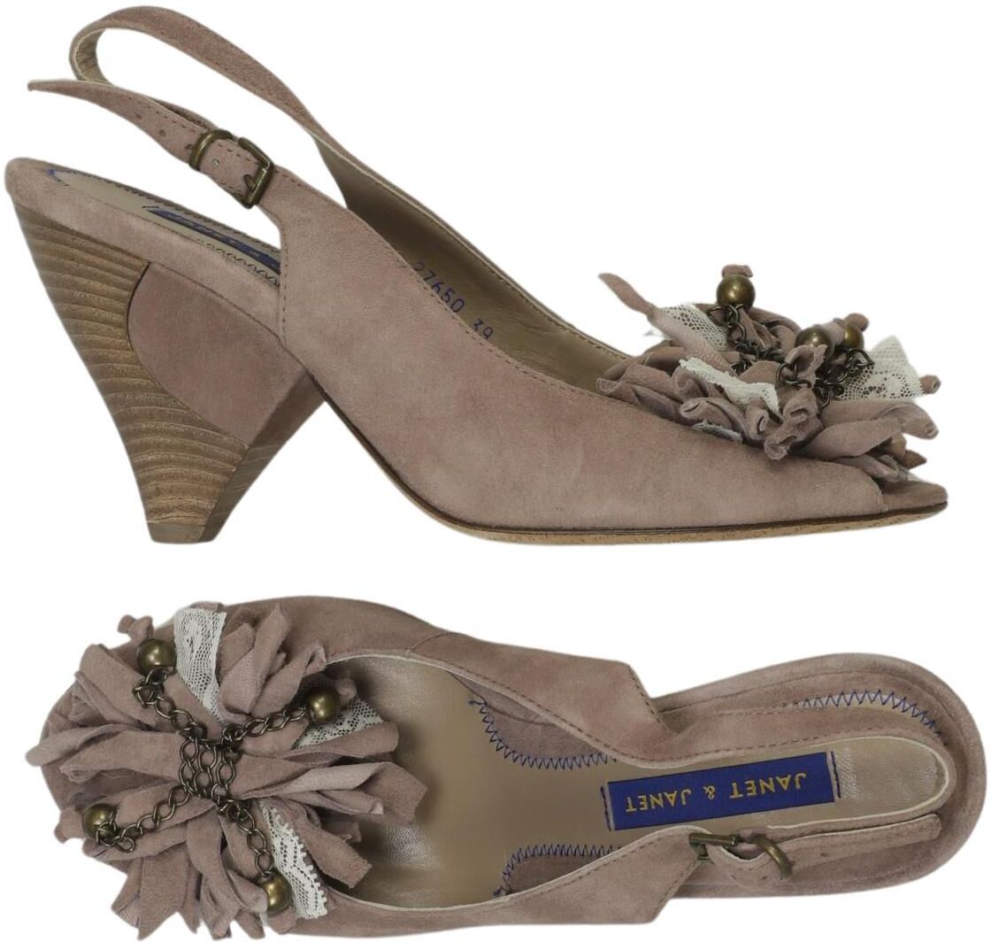 Janet & Janet Damen Sandalen, Beige, Gr. EU 39, Leder - Second Hand
