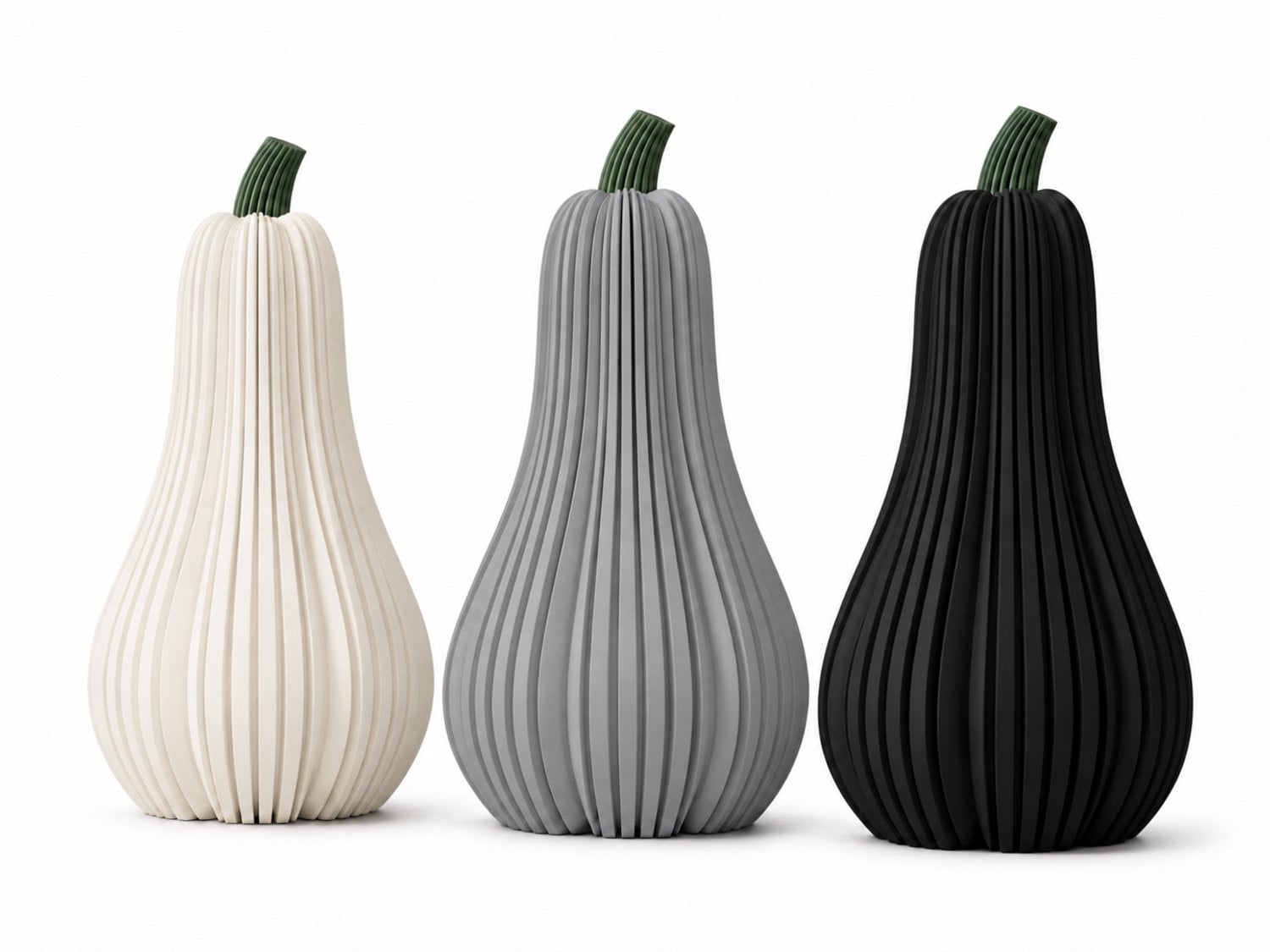 Geribbelde pompoen decoratieset van 3 stuks – 3D-geprinte herfstdecoratie voor op tafel