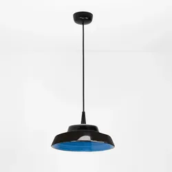 Zafferano Circus LED-Pendelleuchte, Schwarz-Blau, handgefertigte Keramik aus Italien, 24 cm, 8W, 3000K, dimmbar (TRIAC), IP40, 230V, elegantes Design