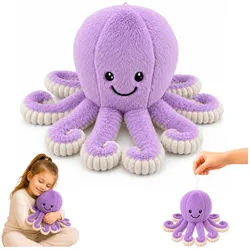 Plüsch-Oktopus, Kuscheltier mit elastischen Tentakeln, lila, 30 cm