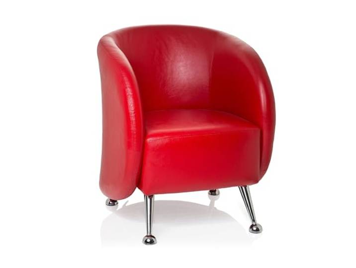 hjh OFFICE Polstersessel ST. Lucia Kunstleder Lounge-Sessel mit weicher Sitzpolsterung, 713220, Rot
