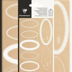 Clairefontaine 10x Packung mit 28 selbstklebenden Etiketten Kraft, Oval mit Weißer Umrandung - Weiß 617068C