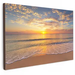 LEINWANDBILD Strand - Sonnenuntergang - Meer Gemälde 60x40 cm