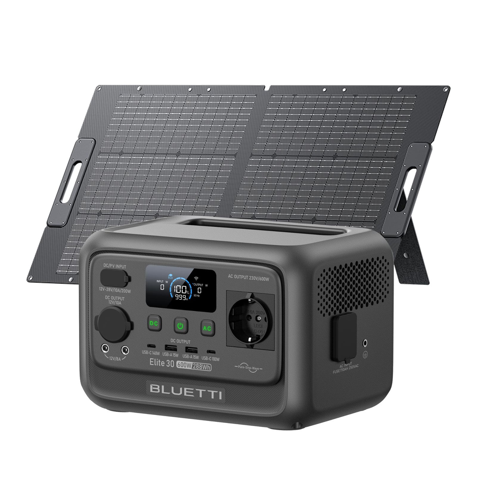 Bluetti Elite 30 V2 Draagbare Powerstation met 100W Zonnepaneel, 288Wh Zonne-energie Opslag
