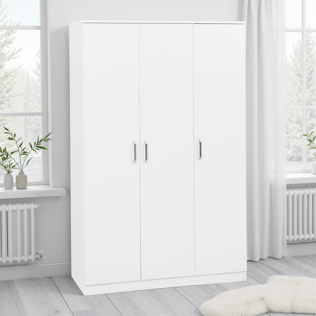 17 Stories Sumrah 3 Door Wardrobe White 110cm W X 48cm D