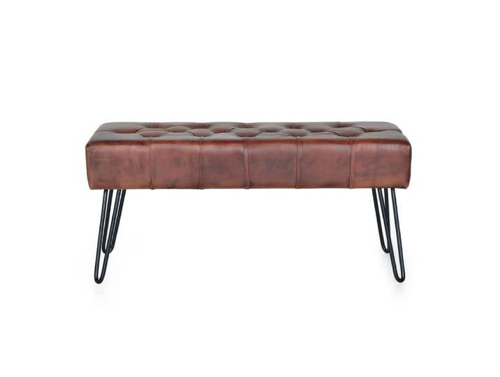 Banc en cuir et pieds en métal
