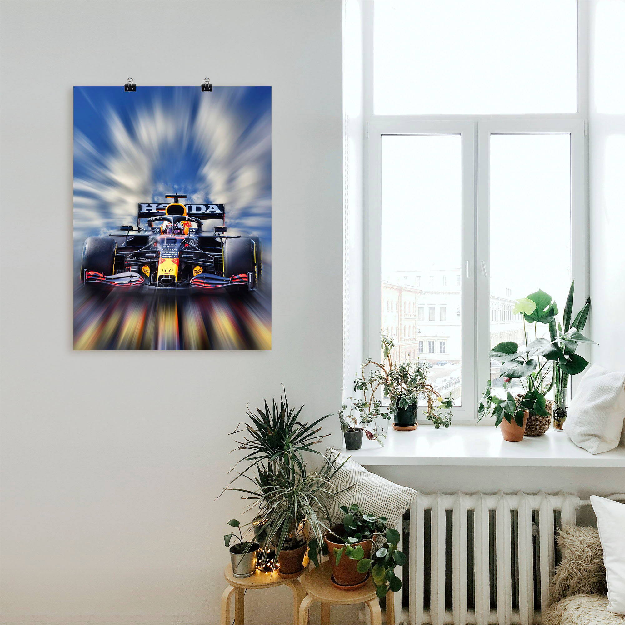 Wandbild ARTLAND "Max Verstappen - Weltmeister der Formel1", blau (farbe bild(er): blau), B:60cm H:80cm, Bilder, Wandbild, als Alubild, Leinwandbild, Poster in verschied. Grössen farbe bild(er): blau B/H/T: 60cm x 80cm, Poster Auto Hochformat, 1 Stk.