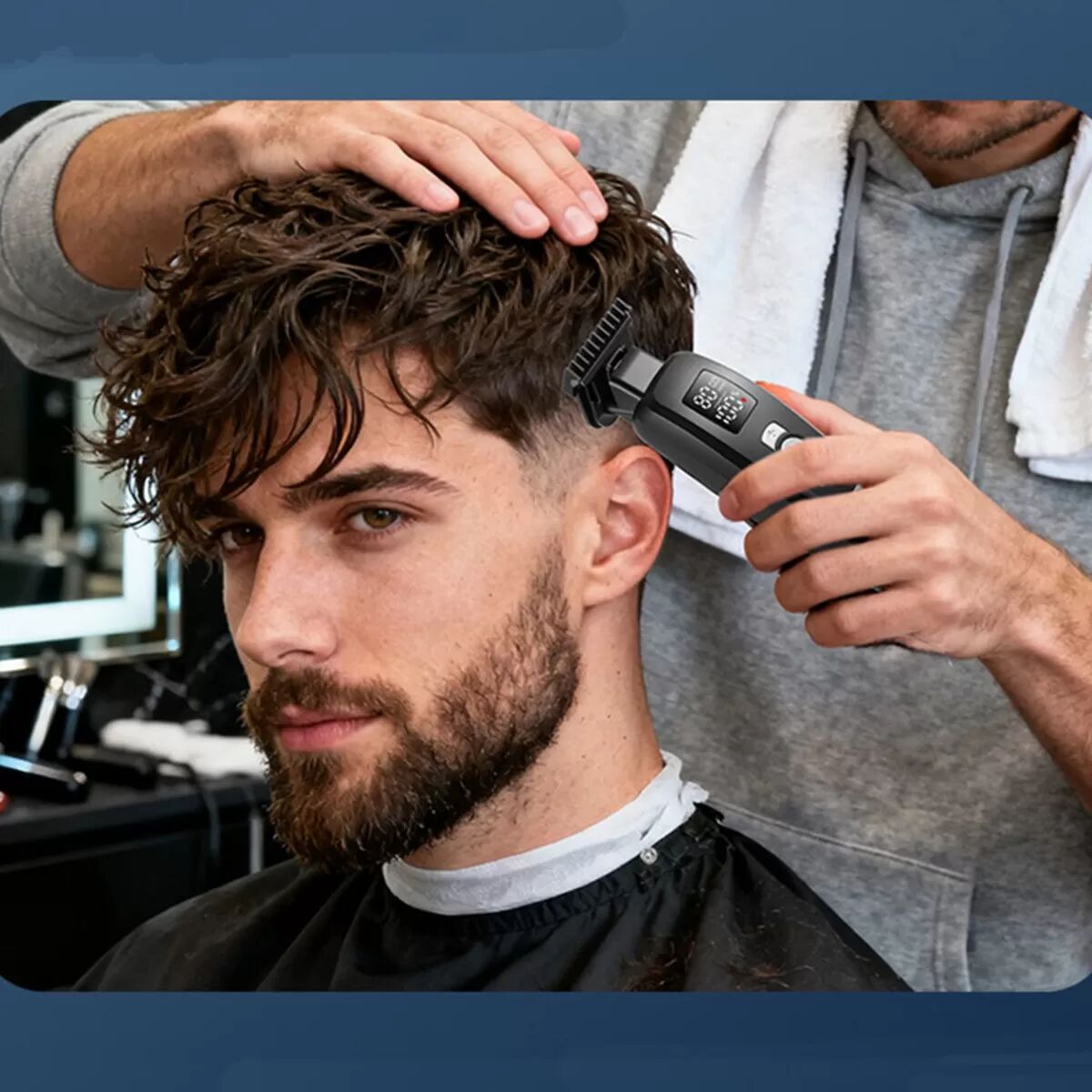 INF Professionelle elektrische Haarschneidemaschine mit LCD-Display, 3 Geschwindigkeiten und Typ-C-Aufladung