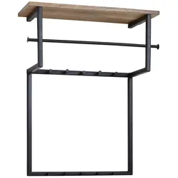 KADIMA DESIGN Design Wandgarderobe Mango Massivholz Metall 60x76x26 cm, Hakenleiste mit Ablage und Kleiderstange, Flurgarderobe Garderobe Wand