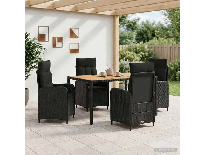 vidaXL Outdoortisch-Set 5 stk. Schwarz