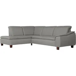 ECKSOFA mit Ottomane links Kaylil Flachgewebe hellgrau