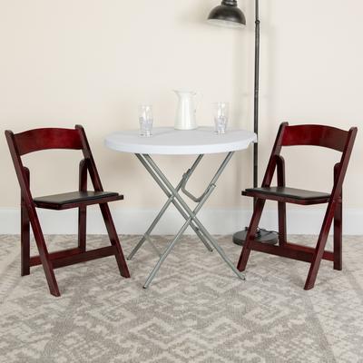 Flash Furniture Wood Folding Chair with Vinyl Padded Seat (Set of 2)