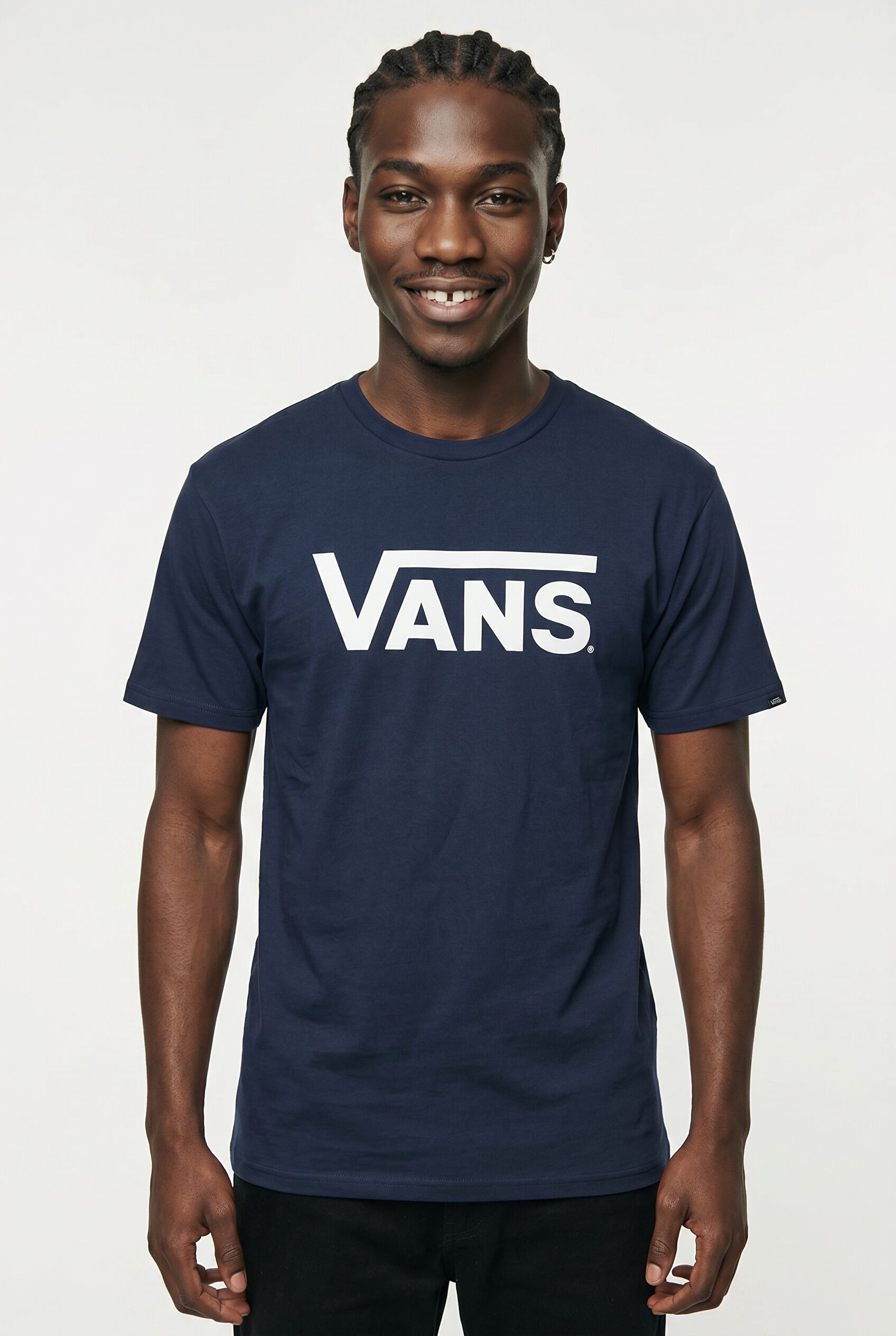 T-Shirt VANS "MNVANSCLASSIC", Herren, Gr. S, blau (navy, hintofm), Jersey, Obermaterial: 100% Baumwolle, Rundhals, Shirts T-Shirt, Kurzarm, mit Rundhalsausschnitt, aus Baumwolle navy, hintofm S