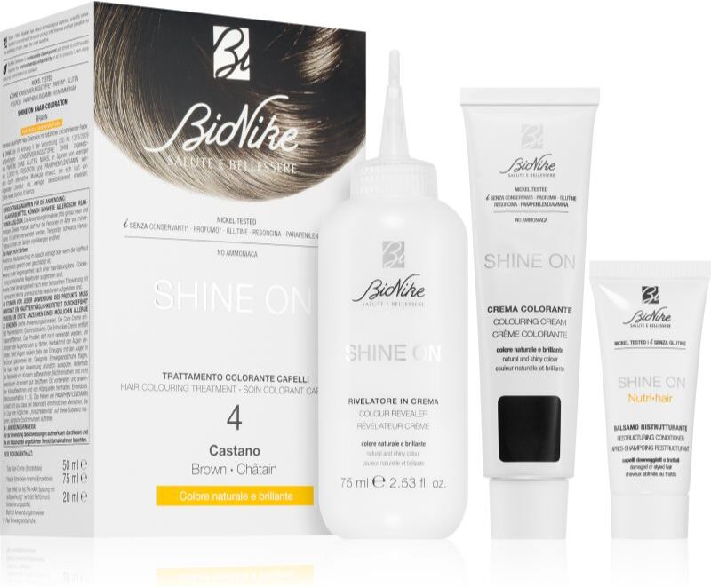 BioNike SHINE ON coloration cheveux permanente teinte 4 Brown 1 pcs