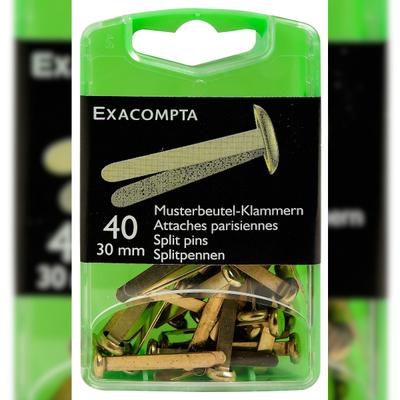Exacompta 14748E 5x Box mit 40 Stück Musterbeutelklammern, 30mm - Gold