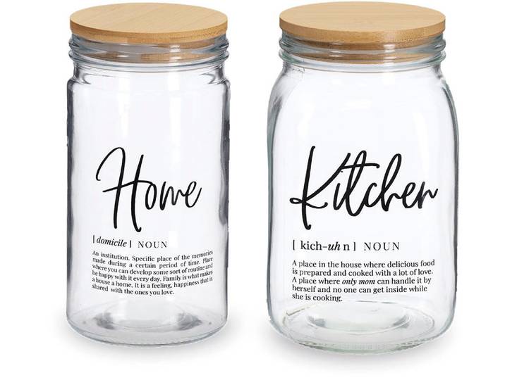 Vorratsglas ZELLER PRESENT HOME & KITCHEN , braun (transparent, bambus), Bambus, Glas, Lebensmittelaufbewahrungsbehälter, Vorratsglas, luftdicht verschließbar