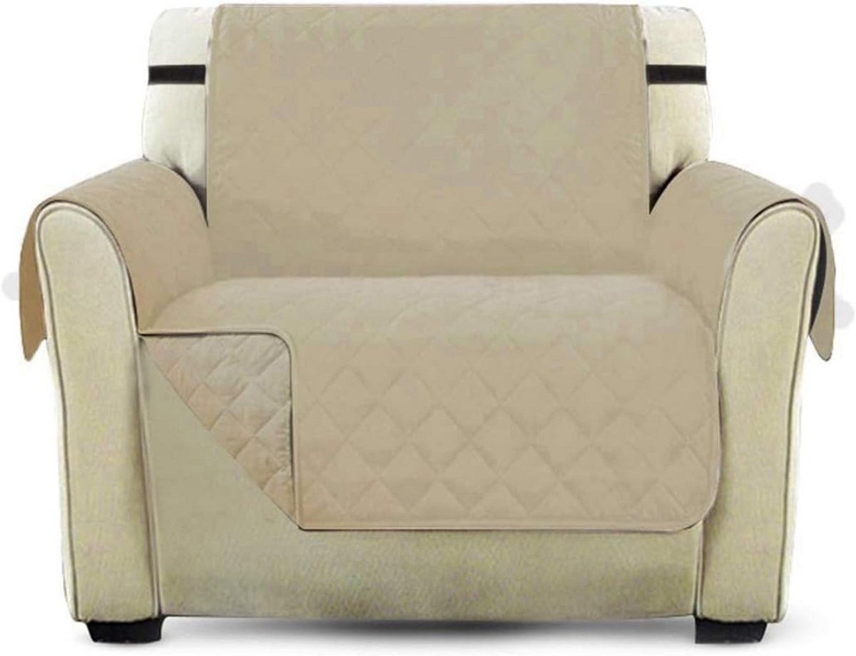 Gewatteerde bankhoes voor 1-zits fauteuil in beige