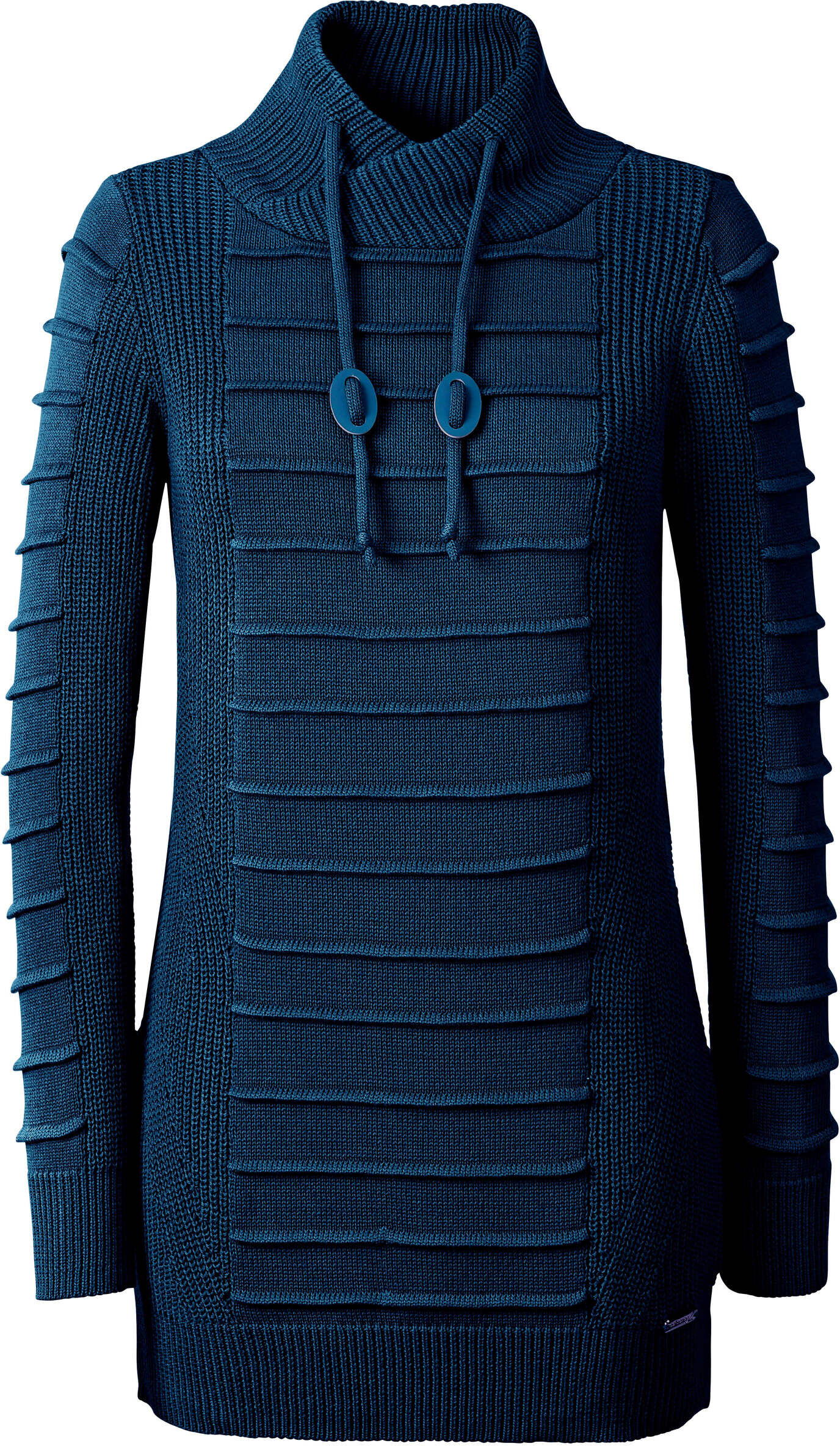 Strickpullover WITT "Longpullover Longpullover mit Struktur-Partien", Damen, Gr. 38, dunkelblau, Strick, , Sportlich, Pullover Strickpullover