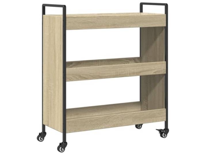 HFXHIJXQ Küchenwagen Sonoma-Eiche 70x30x82 cm Servierwagen mit Rollen Vielseitiger Rollwagen für Küche und Wohnzimmer: Nutzen Sie 4 Rollen oder verstellbare Füße für zusätzliche Ordnung.