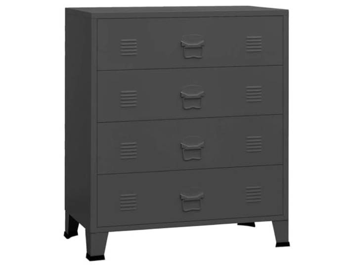 LMTYOENFG Metall Kommode mit 4 Schubladen Anthrazit 78x40x93 cm Robuster Lagerschrank aus Metall mit 4 Fächern im Industrie Design für Schlafzimmer, Flur und Home Office.