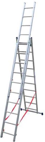 Facal Stilo SL290-3, 3x10 gradini, 6.22 m - Scala telescopica in alluminio allungabile - Altezza stimata operativa 7.12 m