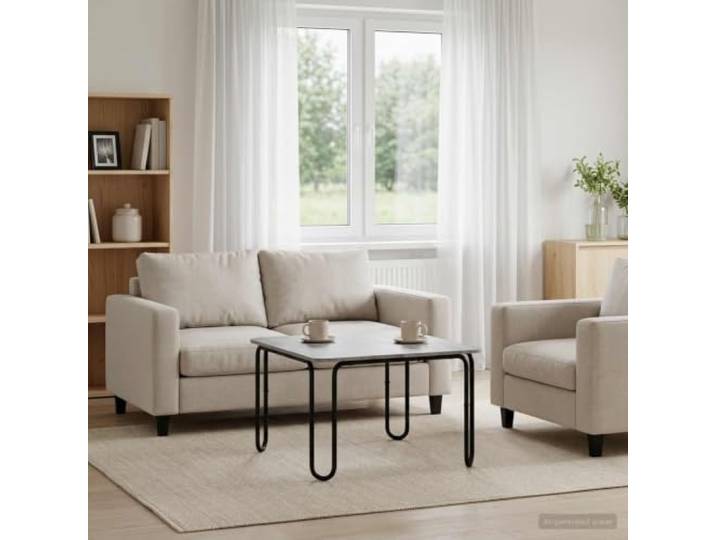 TEKGHUT Couchtisch Holzwerkstoff 79,5x79,5x45 cm mit U-Fußen Stahlrahmen Moderner Wohnzimmertisch, verzinkter Stahlrahmen, pflegeleichte Oberfläche, vielseitig einsetzbar