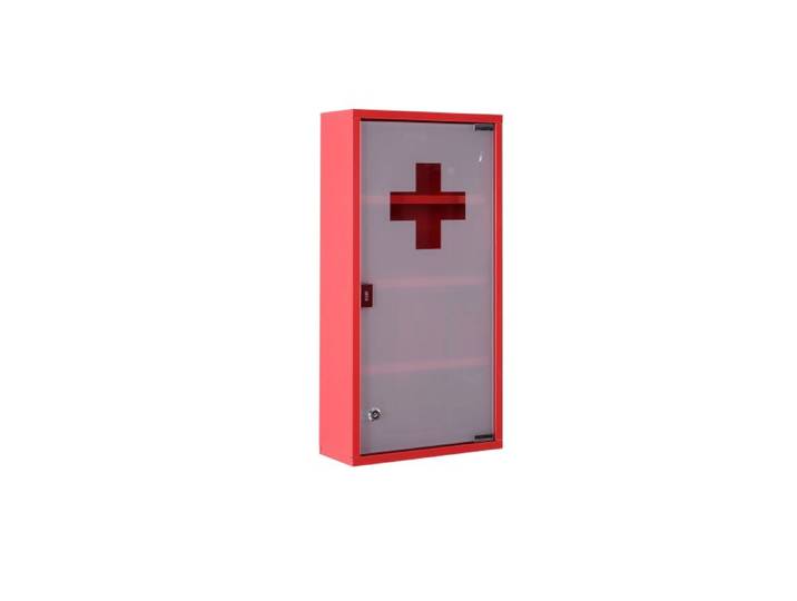 Armoire de premiers secours - MUVOE - Acier inoxydable - Verre satiné - Système Tip-On - Sécurisée pour enfants