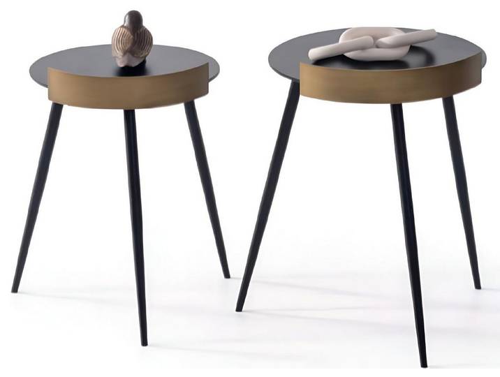 JVmoebel Beistelltisch Designer Tisch mit goldener Umrandung und schwarzer MDF-Platte (2-St), Made in Europa