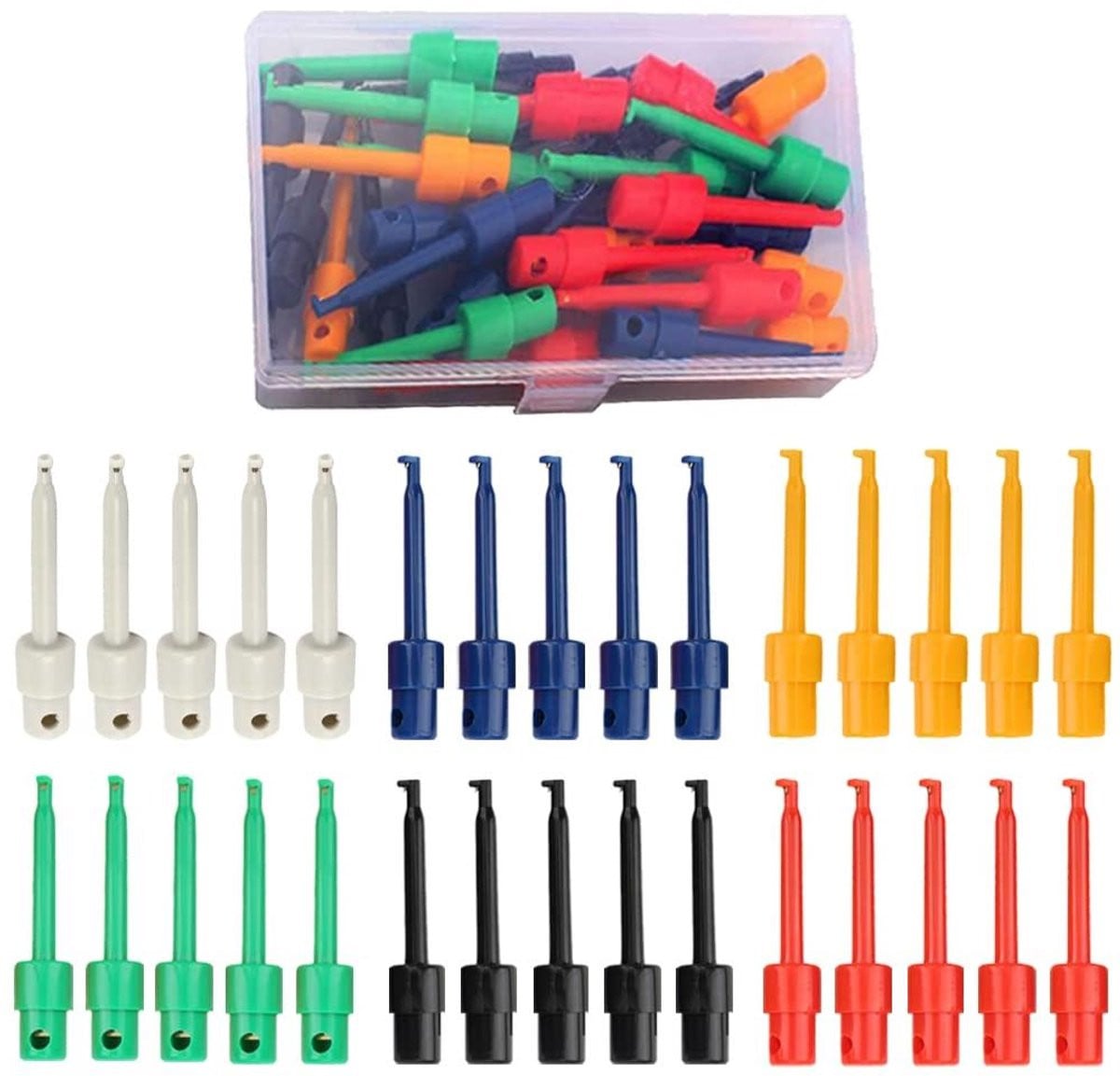 30 stuks Multimeter Testhaken Clip Accessoires voor het testen van elektronische componenten, Blauw en Multicolor