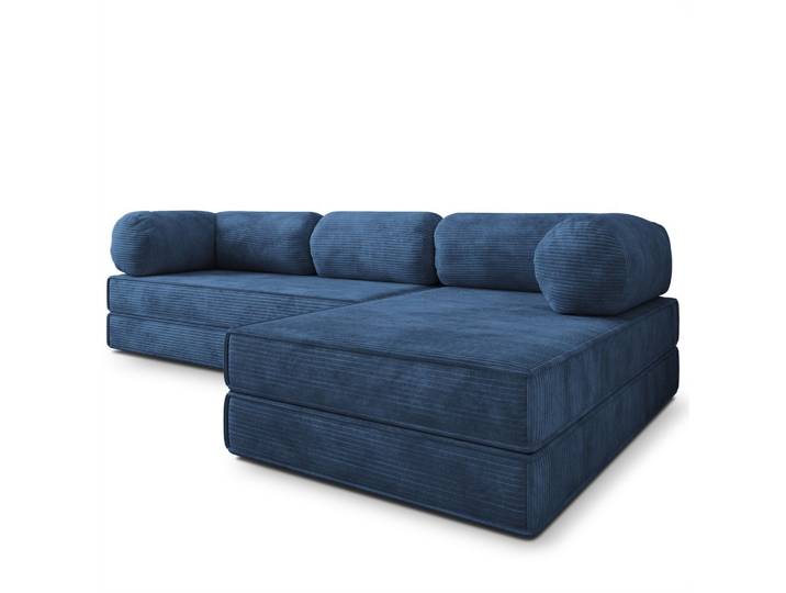 ECKSOFA ETERA modulares Boneless Sofa mit Schlaffunktion Blau Kordstoff