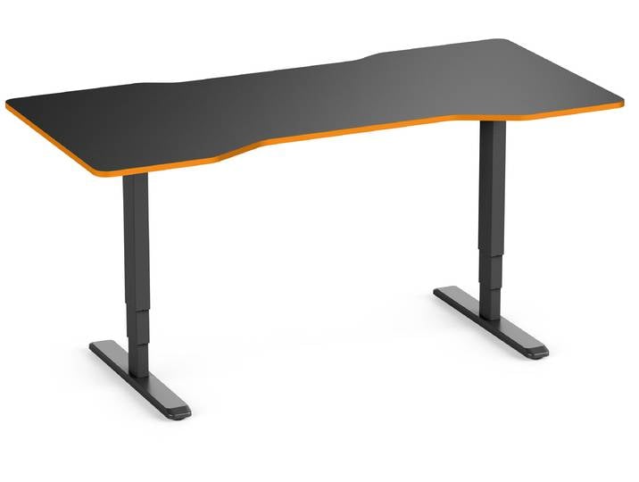 Primus Gamingschreibtisch Cockpit, Schwarz Silk-Touch Sundown 160x80