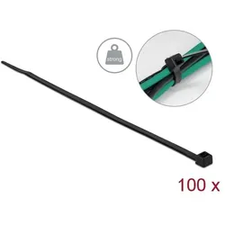 DeLOCK Kabelbinder mit hoher Zugfestigkeit L 200 x B 4,8 mm schwarz 100 Stück