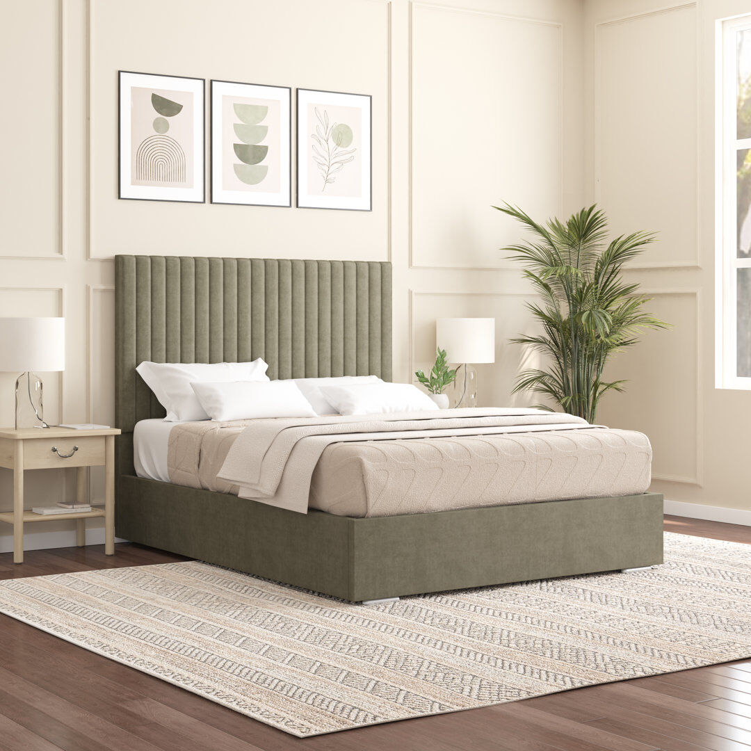 Brayden Studio Aidean Upholstered Bed Frame Asphalt Double (4'6)