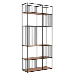 Regal Barra aus recyceltem Teakholz, modernes Design, natur, Metallgestell, 95 cm breit