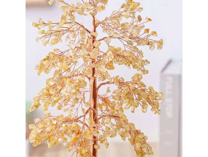 1PC Arbre en cristal naturel Lapis Lazuli Citrine, Grand arbre à argent avec base en pierre brute pour bureau