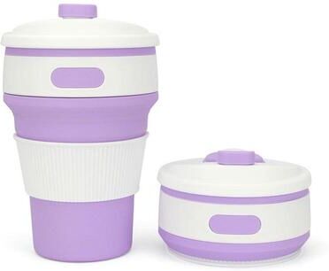 Inspired Deals 350ml Collapsible Silicone Travel Coffee Cup Portable Reusable Folding Mug purple