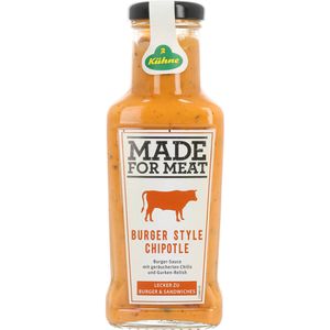 Kühne Burgersauce Made for Meat, Chipotle Burger Style, ohne Farb- & Konservierungsstoffe, in der Glasflasche, 235 ml