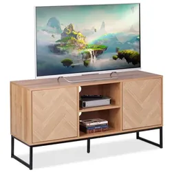 Relaxdays TV Lowboard Retro-Design Hellbraun,Schwarz