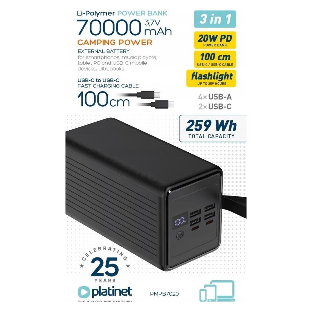 Platinet Powerbank PMPB6020 70000mAh Czarny (70000 mAh) (PMPB7020)