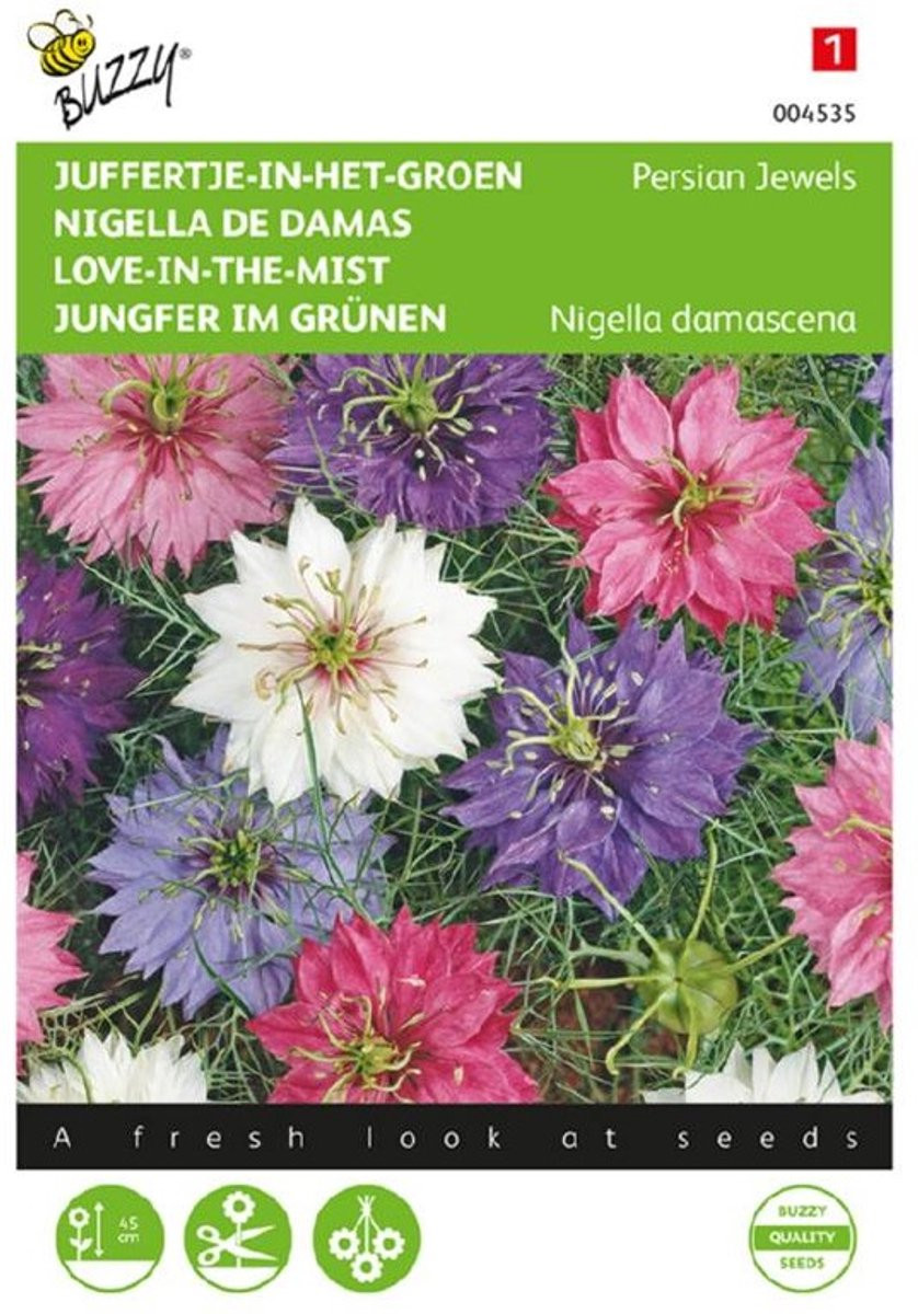 Nigella damascena Juffertje in het groen Persian Jewels