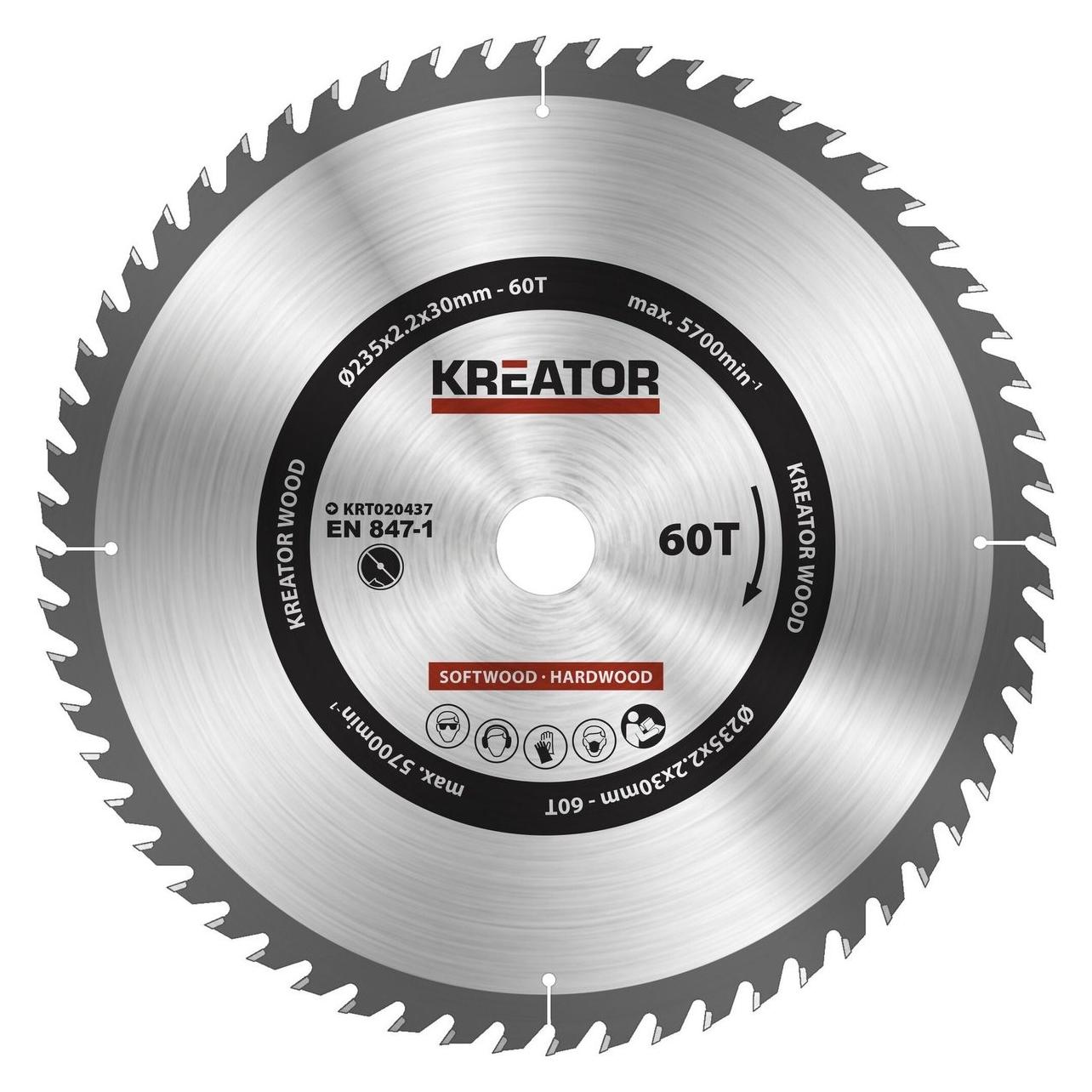 Kreator KRT020437 Zaagblad hout Ø235mm 60T (KRT020437) (KRT020437)