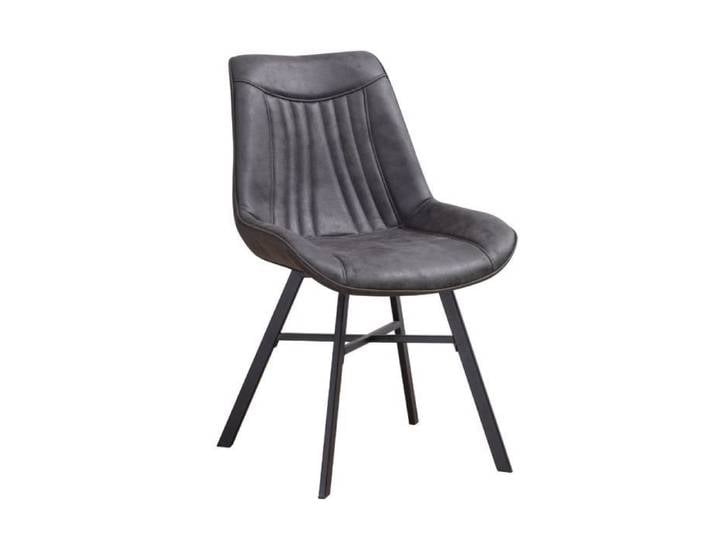 Jada Chaise Salle A Manger Industrielle Eco-Cuir Anthracite