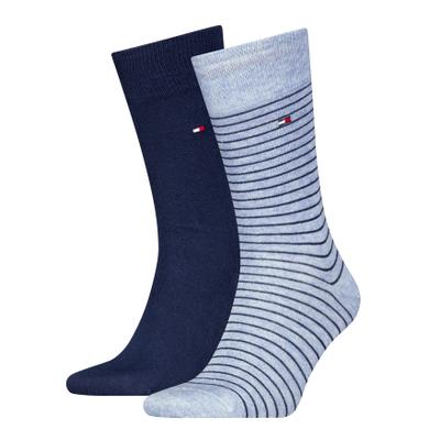 Socken TOMMY HILFIGER "TH MEN SMALL STRIPE SOCK 2P", Jungen, Gr. 43-46, Sockengröße, blau (light blau melange), Baumwollmischung, Elasthan, Polyamid, normal, Socken Socken, Tommy Hilfiger-Branding