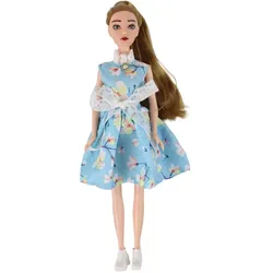 Kinderpuppe Emily Spring Langes Haar Blaues Kleid Kätzchen