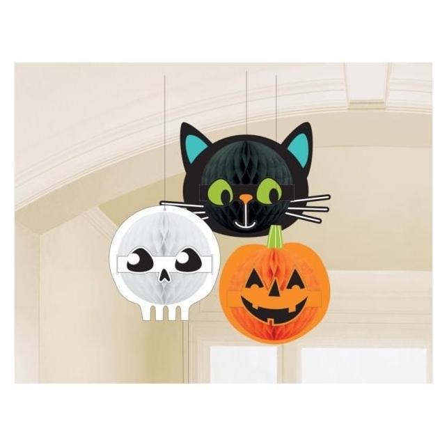 Amscan 3 Wabendekoration Bälle Hallo-ween Friends (6 Stk.) (9907447)