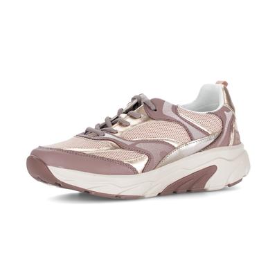 Keilsneaker GABOR, Damen, Gr. 40, Textil, rosa (rosa kombiniert), Kalbsleder, Textil, Schuhe Sneaker, Freizeitschuh, Halbschuh, Schnürschuh mit rollingsoft-Laufsohle