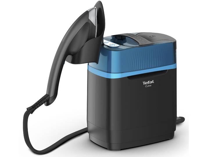 TEFAL Dampfbürste UT2020 Cube , schwarz (schwarz, blau), B:28,5cm H:31cm T:39,2cm, Bügeleisen, desinfizieren,vertikales Dampfreinigen, Dampfmenge bis zu 90 g/min, Dampfbürste
