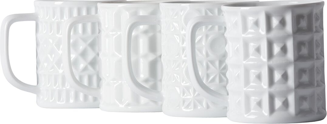 Sargadelos Packs de 4 tazas Saramugs Relieve . Blanco